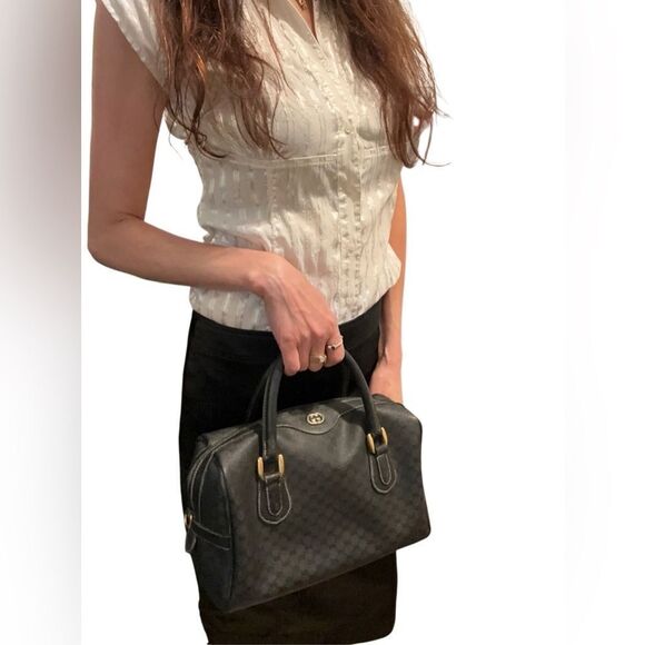 Gucci Black micro Gg Boston with Gold Accents - Picture 15 of 16